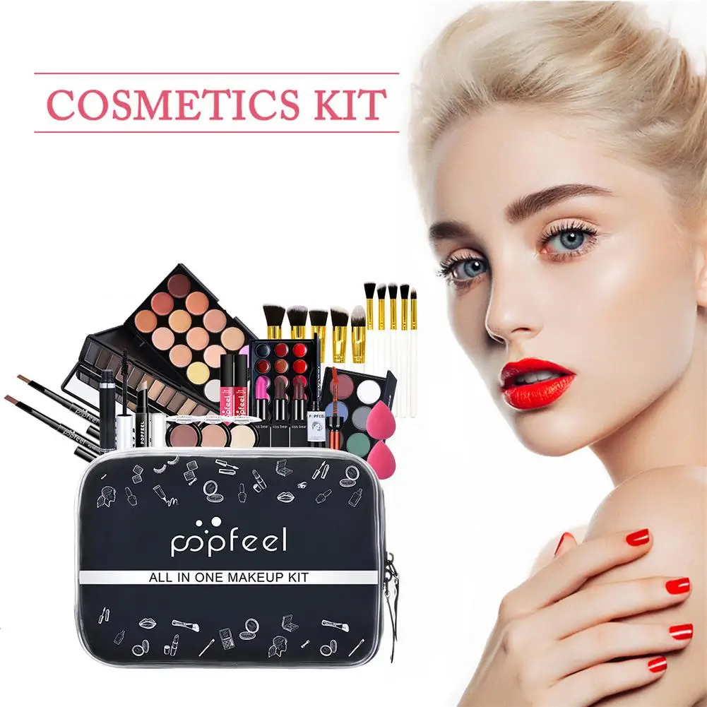 Alle inMakeup Kit Lip Gloss Lidschatten Concealer Make-Up Pinsel Tragbare Make-Up Geschenk Set für Frauen Mädchen