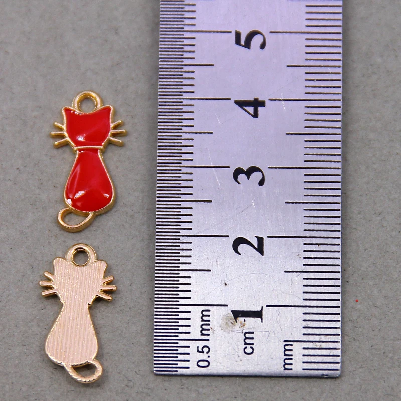 10pcs 21*11mm Enamel Mini Cat Charms DIY for Necklaces Pendants Earrings Cute Animal Charms Handmade Jewelry Making Accessories