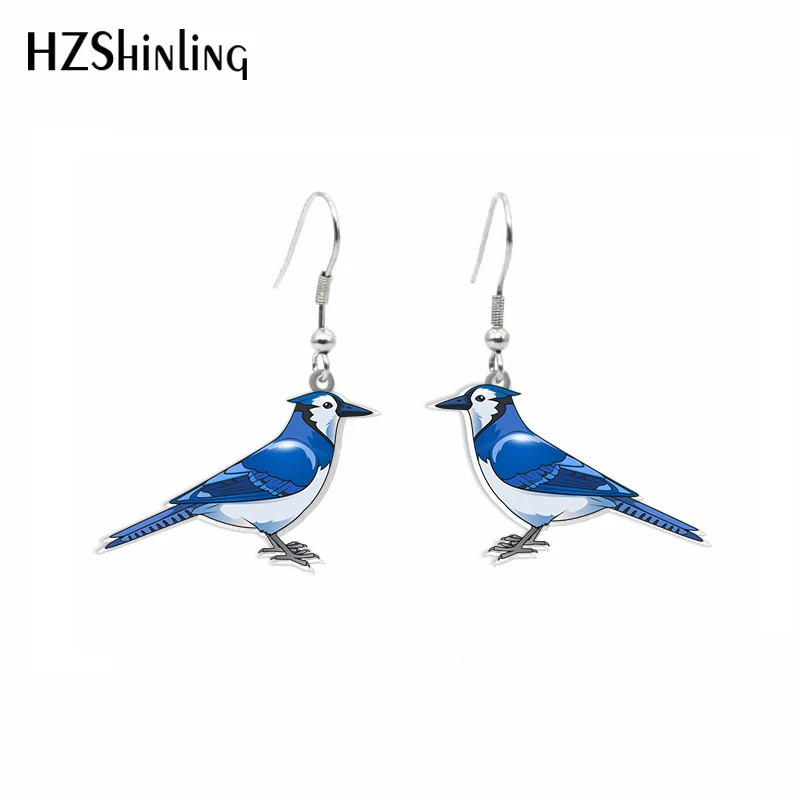 2021 New Fashion blue pigeons Birds Cartoon Acrylic Hook Earrings Dangle Drop Earrings Resin Epoxy Jewelry