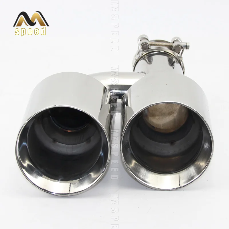 Car Accessories Stainless Steel And Bright Face Without Marked H-Type Double Outlet Straight Edge Exhaust Pipe Tailpipe