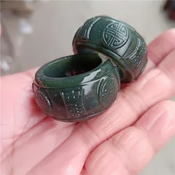 100% real jade natural handmade hetiangreen jade ring male and female jade ring jade gift rings brand men