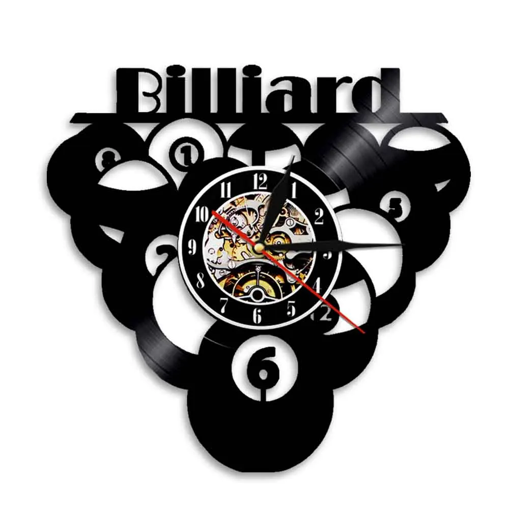 Billiards Ball Pool Vinyl Record Wall Clock Snooker Players Pool Wall Clock Table Tennis Room Decor Watch Billiard Coach Gift