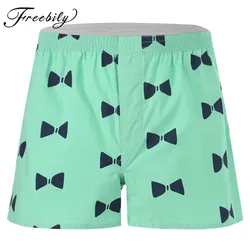 Men Cotton Boxer Briefs Casual Elastic Waistband Shorts Homewear Loungewear Sleepwear Swimming Trunks