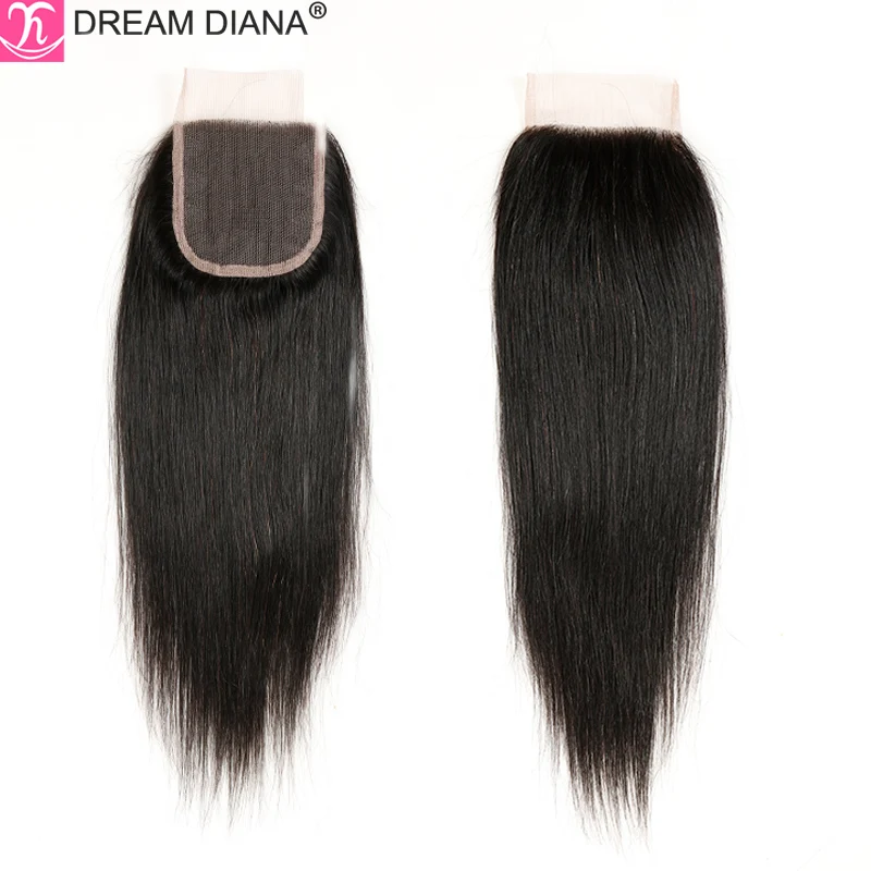 DreamDiana Remy Brazilian Kinky Straight Closure Ombre Curly 4 x 4 Lace Closure Hand Made 100% Human Hair Closure With Baby Hair