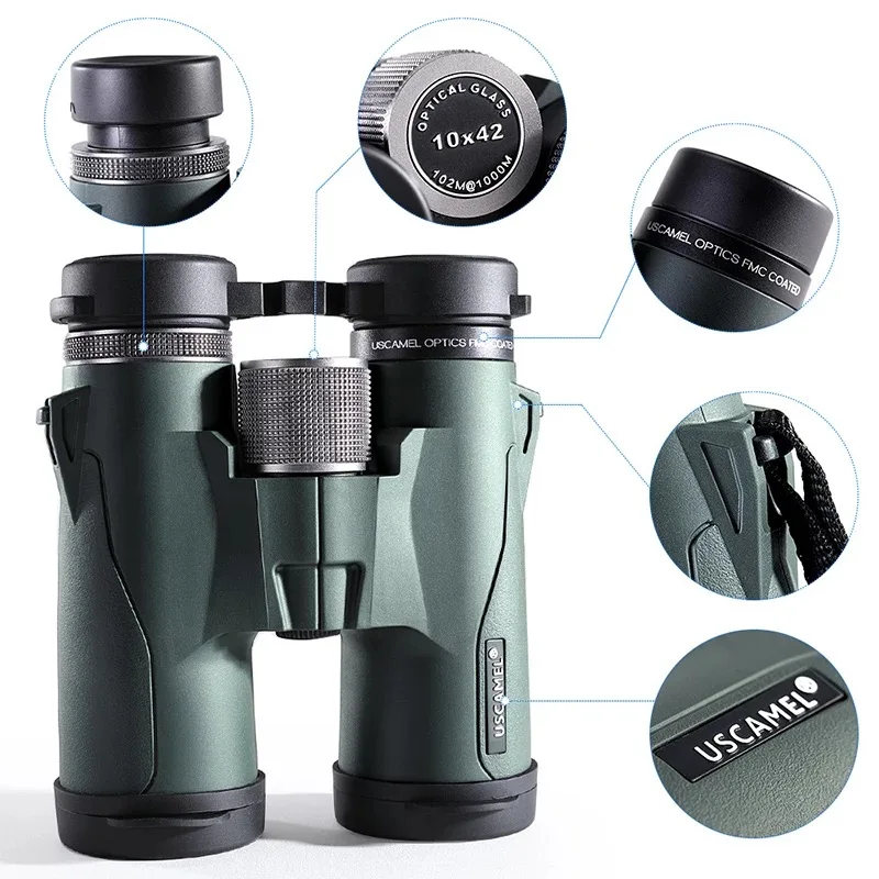 Binoculares BAK4 HD de larga distancia, telescopio militar profesional potente para caza, deportes al aire libre, Camping y viajes, 10x42, 8x42