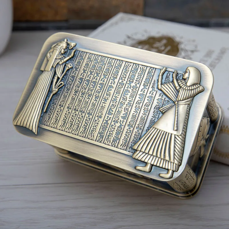 Vintage Egypt Pharaoh Metal Relief Jewelry Box Egyptian Gift Storage Case Home Art Craft Decoration Organizer Casket Chest