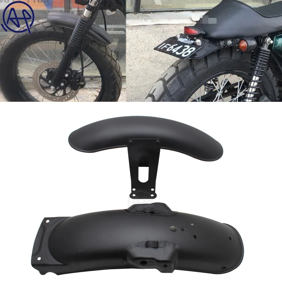 

Black Metal Motorcycle Rear & Front Fender MudGuard Cover Protector Fit for CG125 Retro Modification