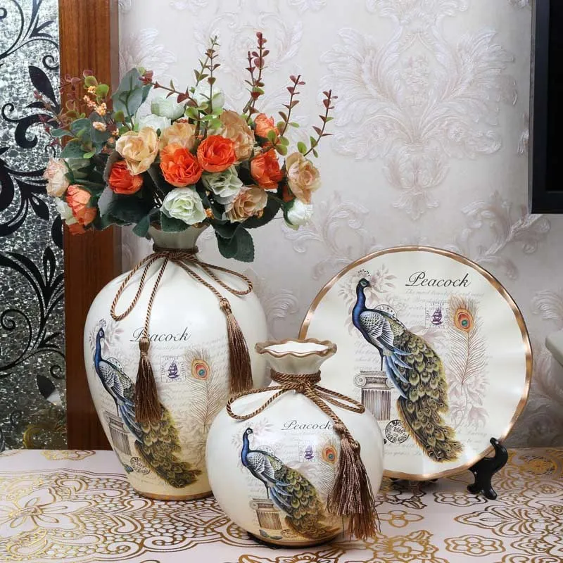 3Pcs/Set Ceramic Vase Vintage Chinese Style Animal Vase Fine Smooth Surface Home Decoration Furnishing Articles