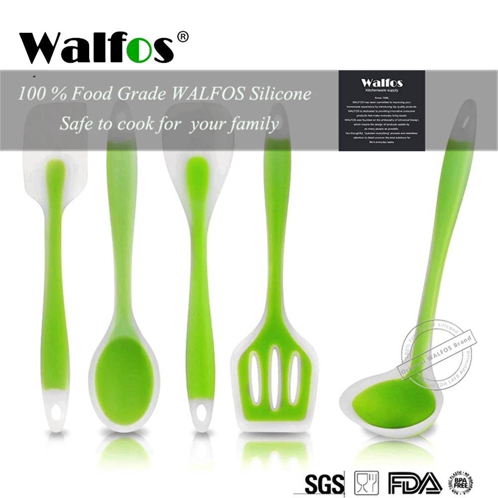 

WALFOS Food Grade Silicone Cooking Tools Accessories Heat-Resistant Kitchen Utensil Set Non-Stick Spatula Turner Ladle Spoon