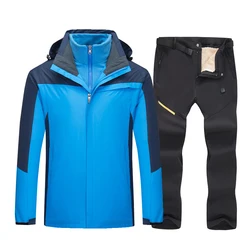 Combinaison de Ski 2 en 1 pour homme,-30 °C, pantalon épais et chaud, coupe-vent, imperméable, respirant, ensemble veste et Snowboard, hiver