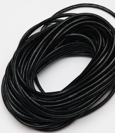 

jf43 200Meters 1 5mm Black Round Real Genuine Leather Cord, Wholesale Jewelry DIY Necklace & Bracelet Cord