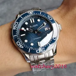 Bliger 41mm Sapphire Glass See Through Back Blue Ceramic Bezel Luminous NH35 Miyota 8215  PT5000 Automatic Movement Men's Watch