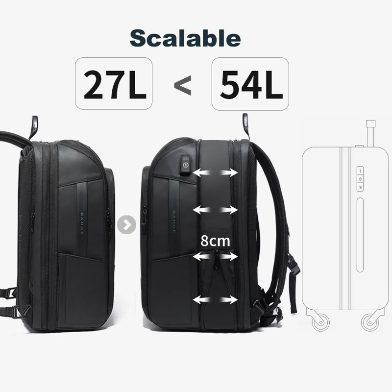 Imagem -02 - Mochila para Laptop 15.6 Masculina Mochila Estilo Executivo Escalável Grande Capacidade Antifurto Bolsa Tote de Bagagem de Luxo para Homens e Mulheres