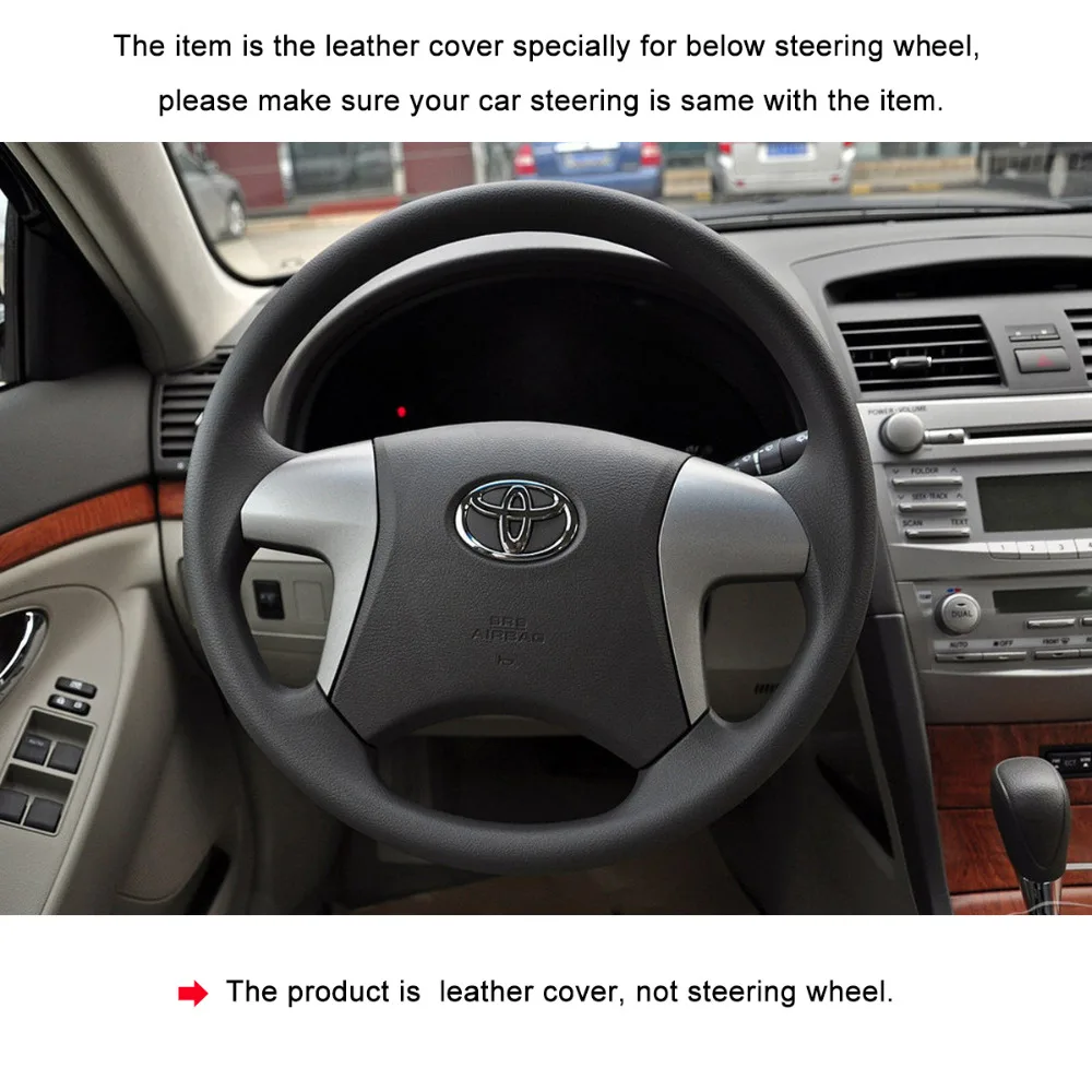 PONSNY Black Artificial Leather Car Steering Wheel Covers for Toyota Highlander 2009-2014 Camry 2007-2011 Fortuner Hilux 2012