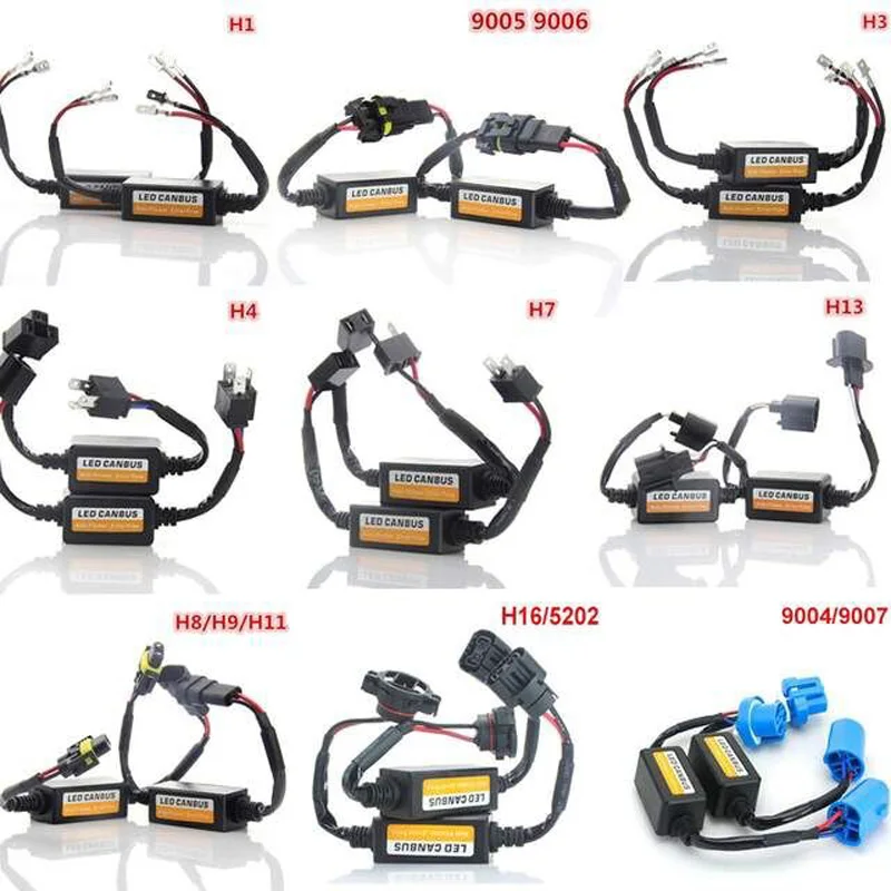 2PCS H1 H11 H4 H7 LED 9005 9006 Canbus Car Headlight Decoder Wiring Adapter DRL LED Lamp Error Canceler Fog Light Canbus