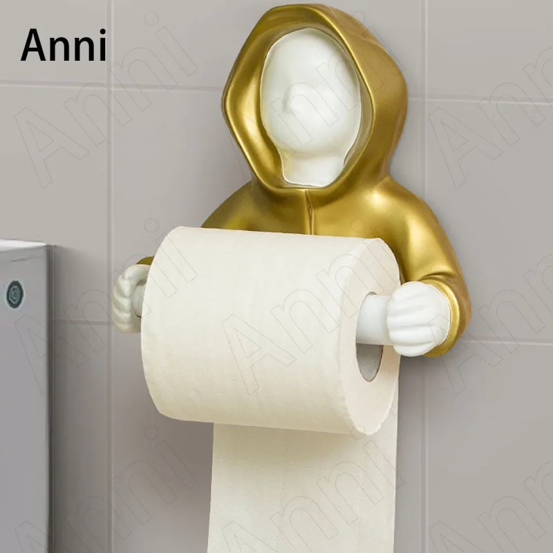 Cartoon Character Resin Toilet Paper Holder European Modern Punch-free Wall-mounted Tissue Holders Restroom Towels Storage Rack