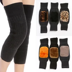 Rodilleras gruesas y cálidas de lana para hombre y mujer, Protector de rodilla de Cachemira, calentadores de piernas a prueba de viento y frío, mangas elásticas para piernas