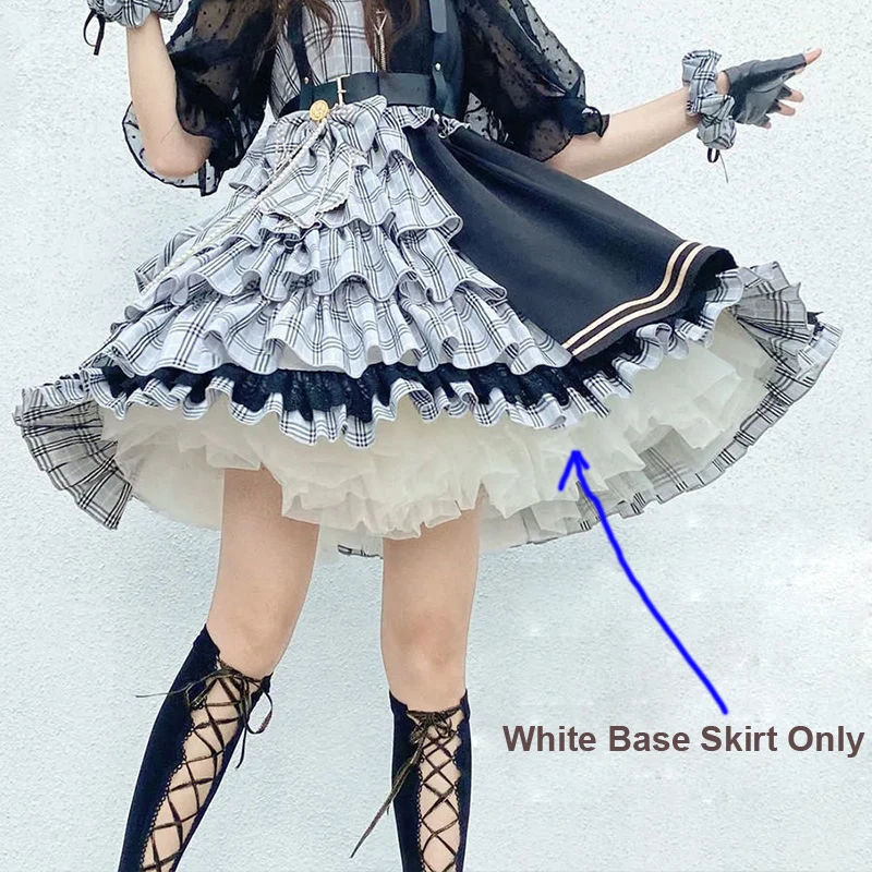 여성용 로리타 공주 스커트, 귀여운 코스프레 코스튬, 투투 볼 가운, 화이트 및 블랙 페티코트, 요정 스커트, 귀여운 소녀