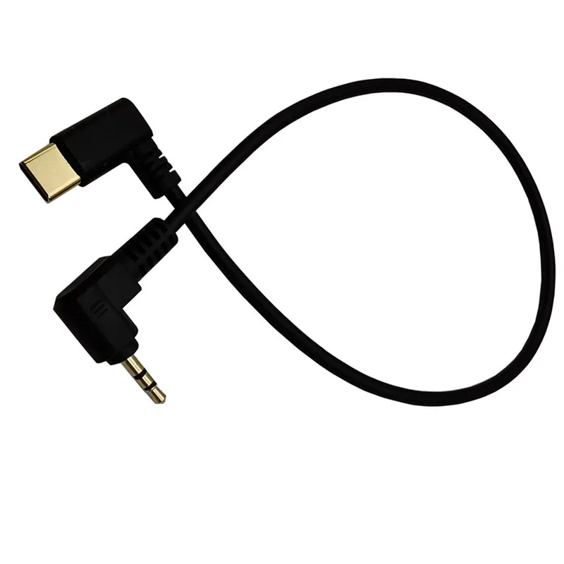 Double Bend 90 Degree USB C to 3.5mm Audio Aux Jack Cable  0.3m