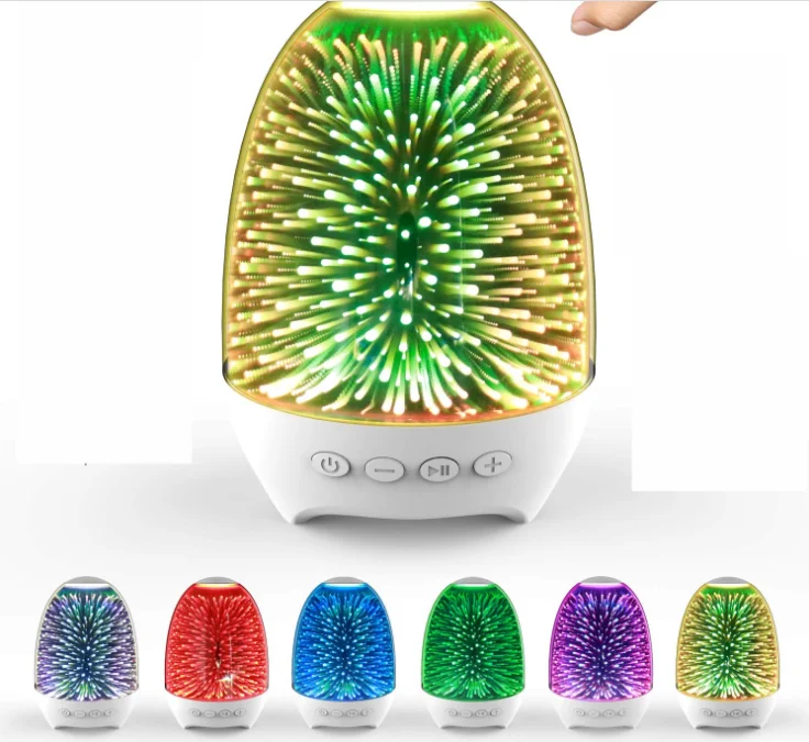 Night Light Bluetooth Speaker, 3D Glass Touch Control Bed Table Lamp 7-Color LED，Best Gift for X‘mas, All Days