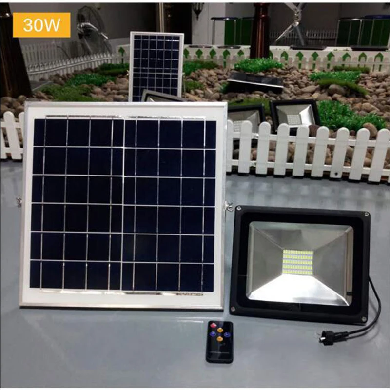 2PCS 10W 20W 30W 50W 100W Solar LED Floodlight Cool White Remote Control Garden Street Flood Light Lamp Outdoor Wall Lighting