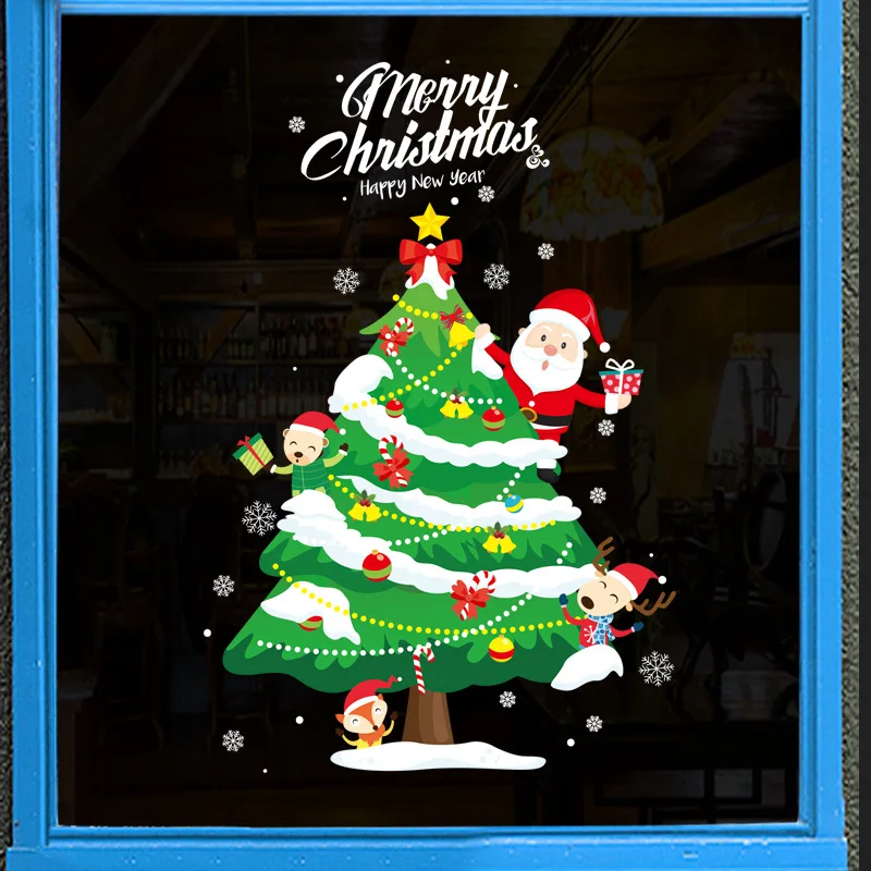 New Double-Sided Christmas Sticker Christmas Tree Bedroom Living Room Removable Decorative Wall Stickers