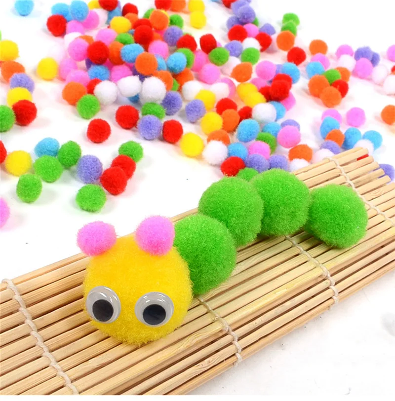 30-250Pcs/lot Mixed Soft Round Shaped Pompom Balls Fluffy Plastic Eyes For Kids DIY Garment Handcraft 10mm/15mm/20mm/25mm/30mm