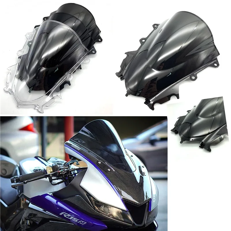 Motorcycle Sport Windshield WindScreen Deflector Visor Viser For YAMAHA YZF-R15  V3.0 2017-2019 YZF R15 V3 17\'-19\' Double Bubble