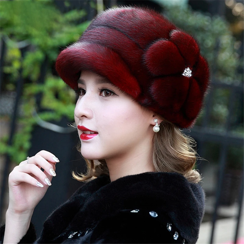 2020 Fashion Mink Fur Cap For Women Real Natural Whole Fur Hat Top Accessories Warm Ln Russian Winter Fur Hats For Lady