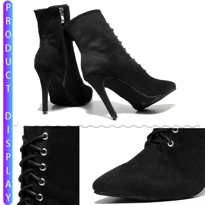 Zapatos de baile latino para mujer, botas profesionales aterciopeladas, tacones altos, Salsa, Jazz, salón de baile al aire libre, Social