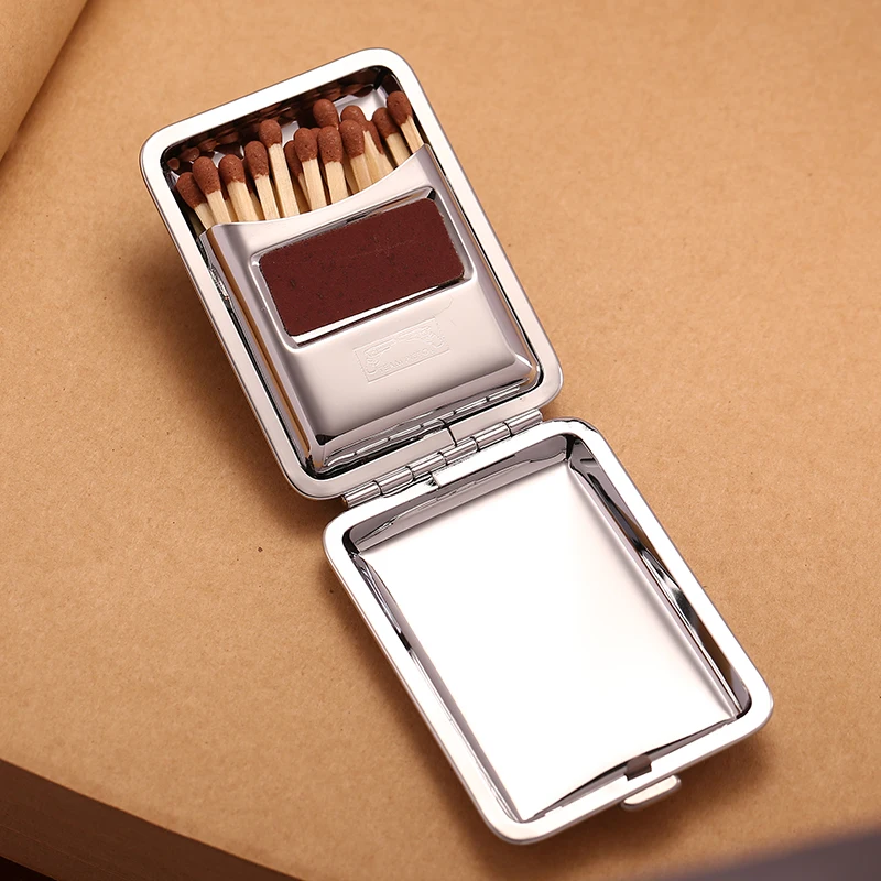 Portable Anti-Pressure Metal Match Box Retro Cigarette Matches Case 57*36*13mm