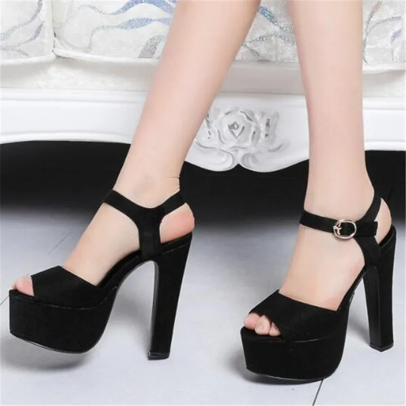 Women Sandals 2023 New Summer Open Toe Waterproof Casual Ladies Shoes PU Buckle Strap 14CM Thick High Heels Platform Shoes Women