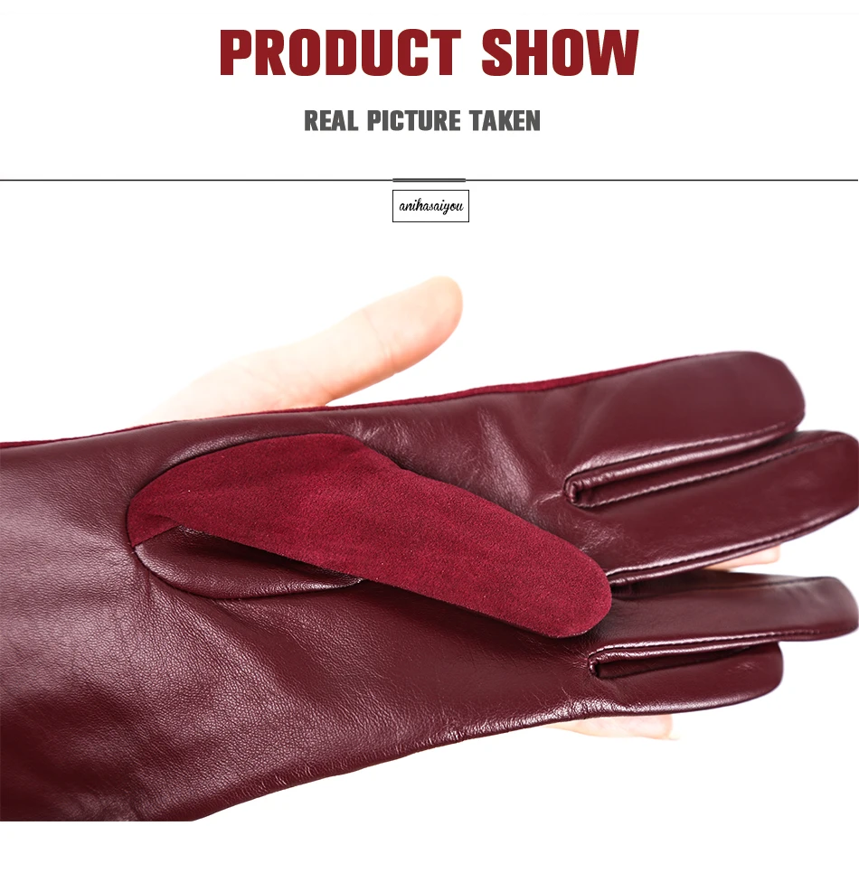 Good Quality Touch Gloves Color Winter Women's Leather Gloves Genuine Suede 50% Genuine Leather 50% Women's Gloves -2007