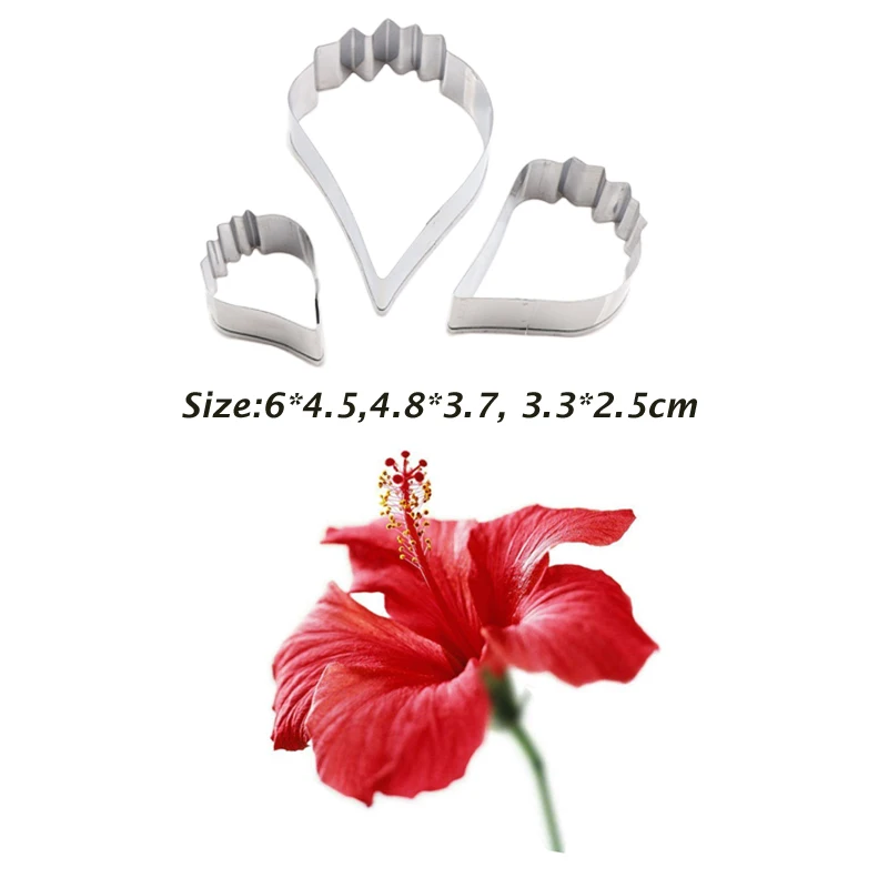 Hibiscus Flower Petal Veiner Silicone Moulds Stainless Steel Cutter Mold Candy Cookie Surgarcraft Model Fondant Forms  CS225