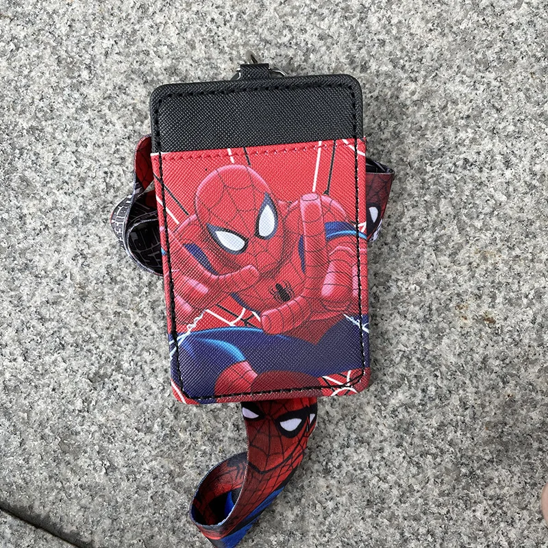 Disney cartoon Avenger Spider-Man PU coin frozen purse card holder keychain bus card case ID Holders Mickey mouse  card bag