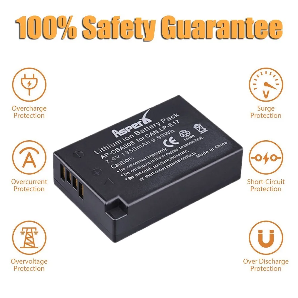 1350mAh LPE17 LP E17 Battery and LED Charger for Canon EOS 850D R10 750D 760D 77D 200D 800D T6i T6s T7i M3 M5 M6 Mark II
