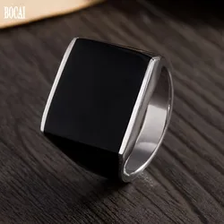 BOCAI New Retro Smooth Face Middle East Popular Man Ring 100% Real s925 Silver Fashion Jewelry Accessories Birthday Gift