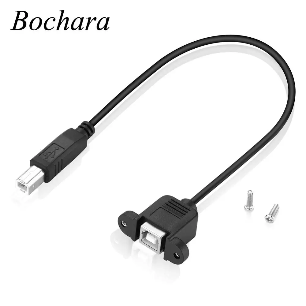 Bochara USB 2.0 Type B Male to Type B Female Printer Extension Cable With Panel Mount Screw Hole 30cm 50cm 100cm 150cm