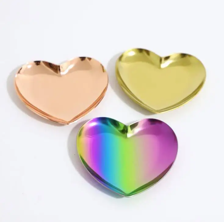 Heart Shaped Jewelry Serving Plate Metal Tray Storage Decoration Ornaments Arrange Fruit Tea Tray Jewelry Gold Ins Decoration