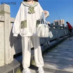 Sets Women Two Piece Korean Style Kawaii Students Female Hipster Sweet Hoodies Loose Cozy Causal Pants Spring Conjuntos Mujer