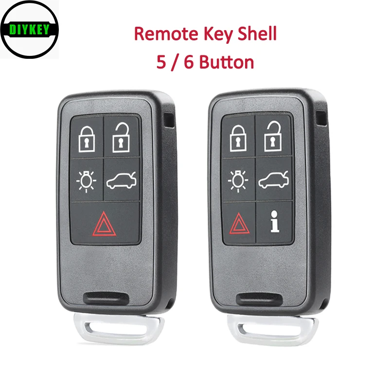 

DIYKEY 5/6 Buttons Smart Car Remote Key Shell For Volvo S60L/XC60/S80L/V60/V40 Fob Car Key Blanks Case Cover Replacement