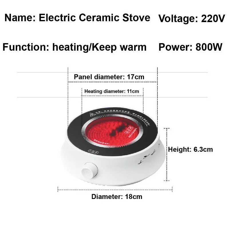 800W Electric Pottery Stove Tea Stove Household Waterproof Silent Water-Boiling Electric Stove Tea Maker Iron Glass Pot