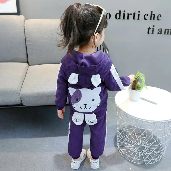 Girls Clothes Set  toddler Girls clothing Suit top+Pants 2 Pcs Spring cat Children\'s Set Teen Girls Clothes Suit 2 3 4 6 Years