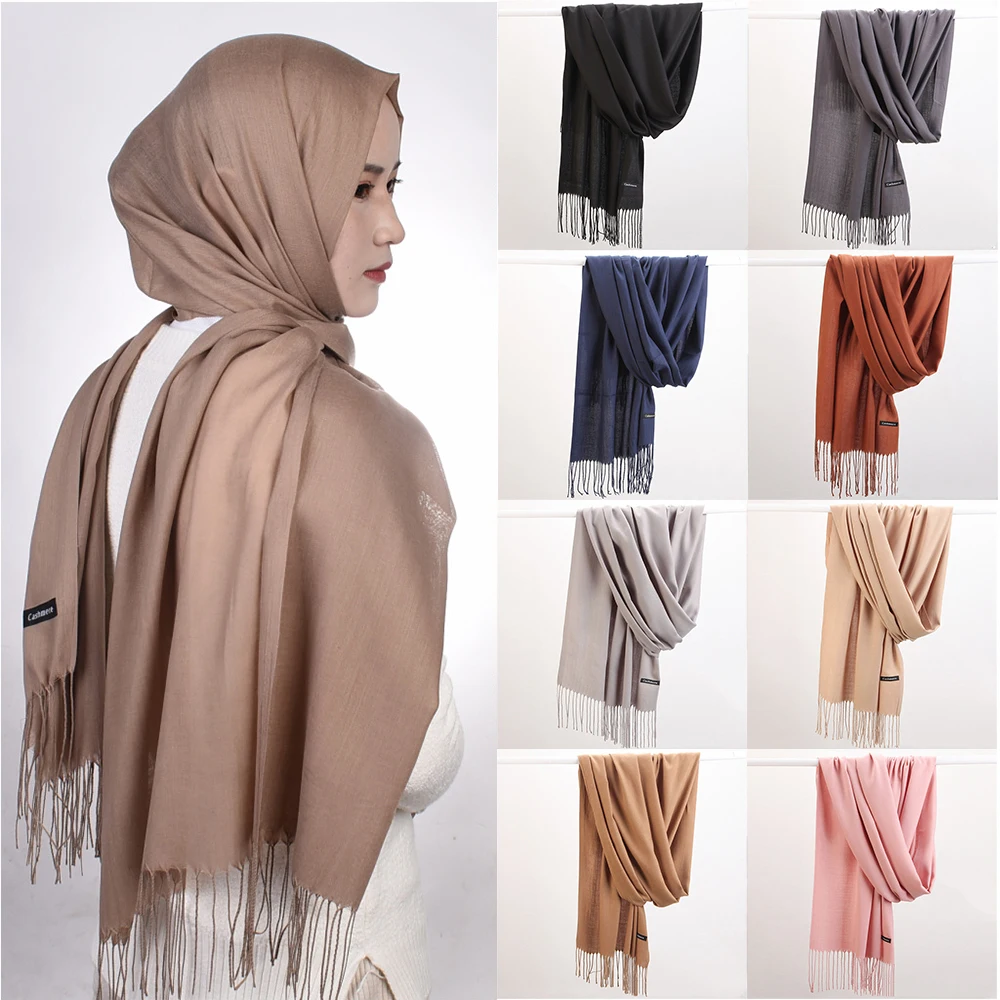 Autunno inverno donna sciarpa in Cashmere marchio di lusso scialli caldi femminili avvolge 2021 Pashmina solido uomo nappe lunghe sciarpe Foulard