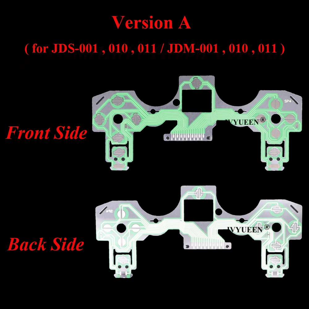 Ivyueen película condutora, 10 pçs, para dualshock 4, ps4, pro, slim, teclado, pcb, circuito de fita, jds, jdm, 055, 001, 011, 030, 040, 050