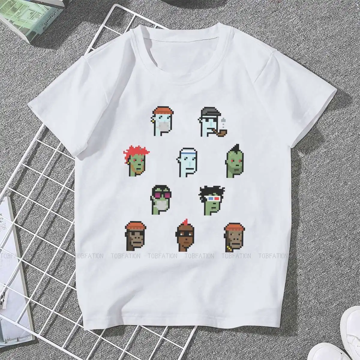 Cryptopunks Women Clothing NTF Non-fungible Token Graphic Female Tshirts Vintage Gothic Loose Tops Tee Kawaii Girls Streetwear