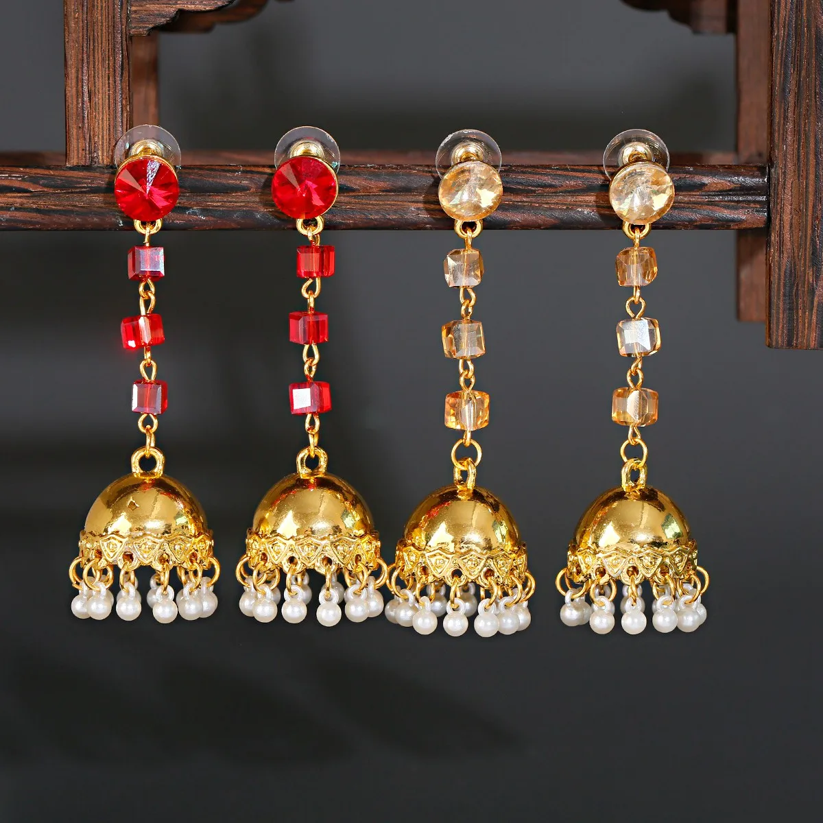 Jhumka Jhumki Multicolor Beads Tassel Indian Earrings For Women Earring Charms Long Dangle Afghan Egypt Turkish gypsy Jewelry