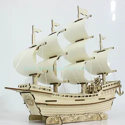 Sailboat Diy Toy Puzzle 3D Small Boat Educational Kids Gift Games Assemble Wood Building Ferry Model Wooden Toys Sailing Ship