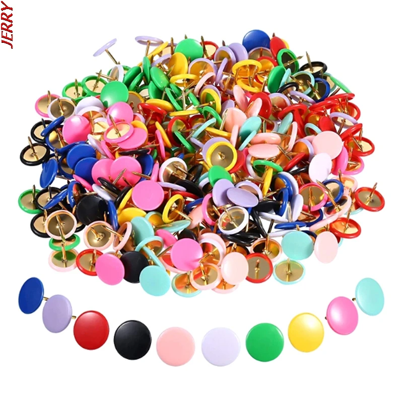 Nuovo 100 Round Push pin s Tack Pin bacheca sughero carta mappa punto forniture per ufficio
