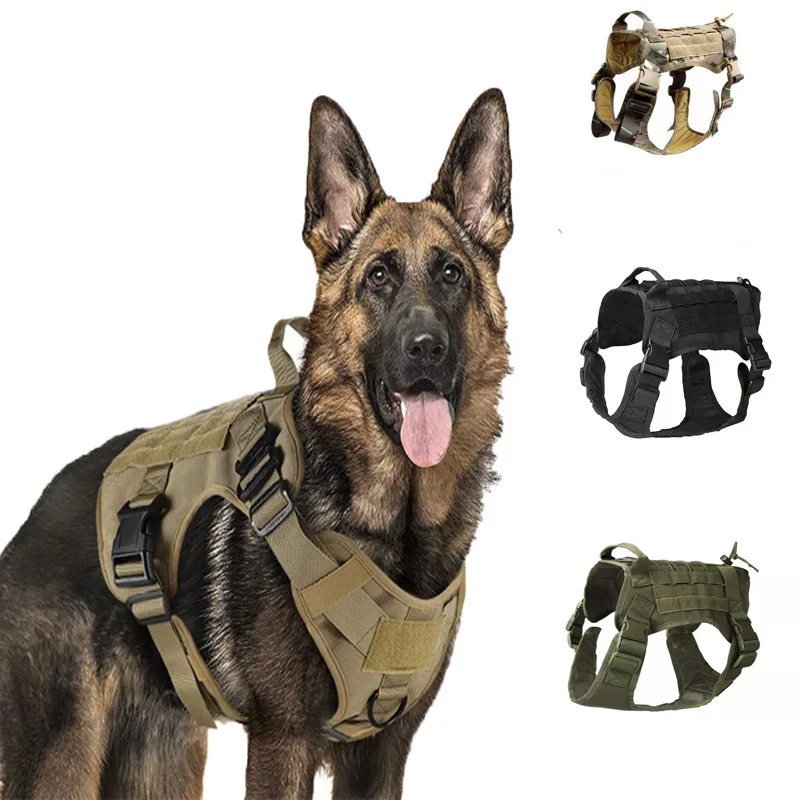 

Military Police Tactical Dog Harness K9 Working Pet Dog Vest Dog Training For Medium Large Dogs Clothing Accessories Tan Green